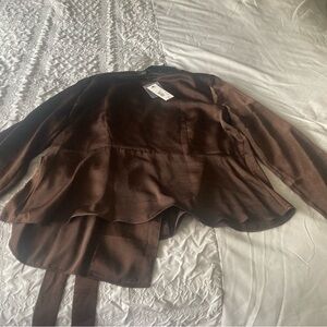 JCP beautiful brown wrap blouse.